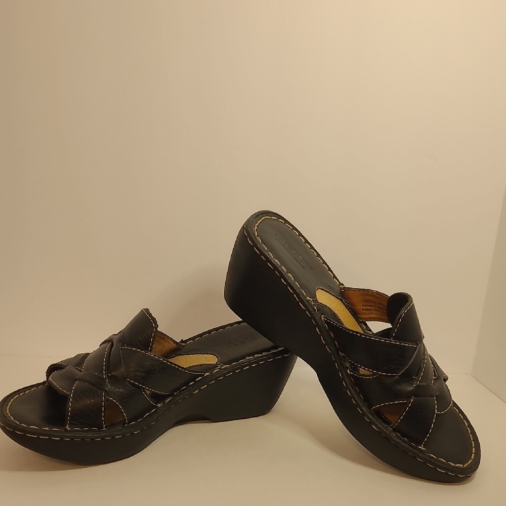 Born Black Wedge Sandals with Comfort Design
